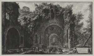 Pohled na pramen a jeskyni Egerie za Porta Capena neboli na San Sebastiano, z: Vedute di Roma od Giovanni Battista Piranesi