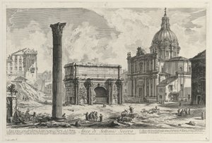 Pohled na oblouk Septimia Severa od Giovanni Battista Piranesi
