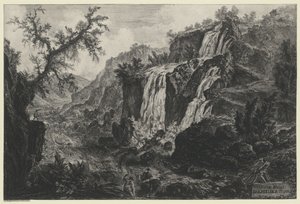 Pohled na vodopád v Tivoli (z: Vedute di Roma) od Giovanni Battista Piranesi