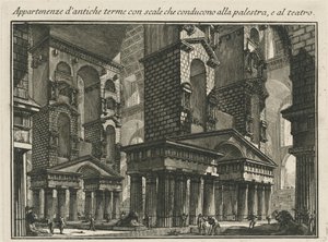 Majetek starověkých lázní se schody vedoucími do palestar a do divadla od Giovanni Battista Piranesi