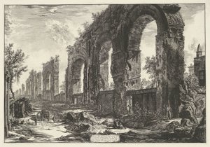 Aquaduct van Nero te Rome Zbytky neronských akvaduktů, které chtěli zničit na stáří (...) (název na předmětu) Gezichten op Rome (název série) Pohledy na Řím navrhl a vyryl Giambattista Piranesi architekt Ve (nez) iano (ser od Giovanni Battista Piranesi