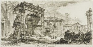 Galienův oblouk. I. Průčelí kostela S. Vito, deska 29 z knihy Některé pohledy na vítězné oblouky a jiné památky od Giovanni Battista Piranesi