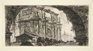 Konstantinův oblouk v Římě, z některých pohledů na triumfální oblouky a další památky od Giovanni Battista Piranesi