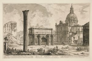 Oblouk Septimia Severa (Arch of Septimius Severus), z Pohledů na Řím od Giovanni Battista Piranesi
