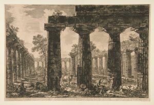 Jiné vidět? z fasády Pronaos, kresba? a popsané na desce V (Další pohled na fasádu pronaos nakreslený a popsaný na desce V), z různých pohledů od Giovanni Battista Piranesi