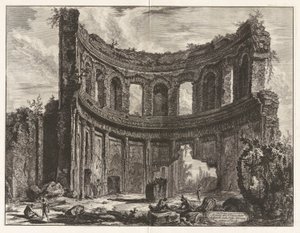 Pozůstatky chrámu, o kterém se říká, že je z Apollóna v Hadrianovi od Giovanni Battista Piranesi