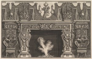 Pták ve skořápce uprostřed překladu, s vlysem trofejí, převýšený..., 1769 . od Giovanni Battista Piranesi