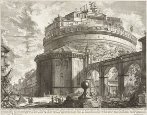 Pohled na mauzoleum Aelia Hadriana (Andělský hrad) od Giovanni Battista Piranesi