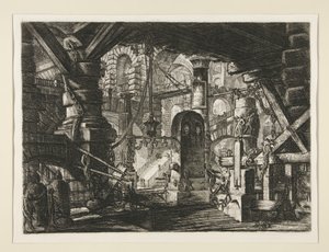 Carceri, XVI: Molo s řetězy od Giovanni Battista Piranesi