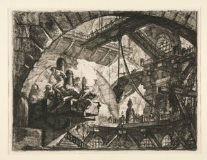 Carceri, X: Vězni na vyčnívající plošině od Giovanni Battista Piranesi