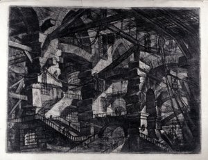 "Vězení vynálezu" "Vnitřní pohled na imaginární vězení. Kresba Giovanni Piranesi (známý jako Piranese) (1720-1778). od Giovanni Battista Piranesi