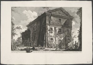 Kostel Sant’Urbano te Rome Pohled na Bakchův chrám (...) (název na objektu) Gezichten op Rome (název série) Pohledy na Řím navržený a vyrytý architektem Giambattista Piranesi Ve (nez) iano (název série) od Giovanni Battista Piranesi