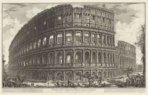 Koloseum v Římě Pohled na Flaviův amfiteátr, známý jako Koloseum (název na objektu) Gezichten op Rome (název série) Pohledy na Řím navržený a vyrytý architektem Giambattista Piranesi Ve (nez) iano (název série) od Giovanni Battista Piranesi