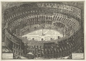 Koloseum v Římě Pohled na Flaviův amfiteátr známý jako Koloseum (název na objektu) Gezichten op Rome (název série) Pohledy na Řím navržený a vyrytý architektem Giambattista Piranesi Ve (nez) iano (název série) od Giovanni Battista Piranesi