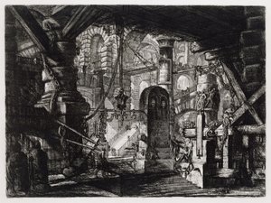 Pilíř s řetězem (List 16 v: Carceri d