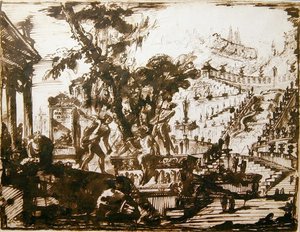 Fantastické zahrady (pero a inkoust na papíře) od Giovanni Battista Piranesi