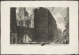 Forum van Augustus te Rome Pohled na zbytky fóra Nerva (název na objektu) Gezichten op Rome (název série) Pohledy na Řím navržený a vyrytý architektem Giambattista Piranesi Ve (nez) iano (název série) od Giovanni Battista Piranesi