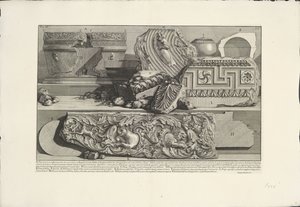 Fragmenty z hrobky Caecilia Metella v Římě Archeologické nálezy v Římě a okolí (název série) Le Antichita Romane (název série) od Giovanni Battista Piranesi
