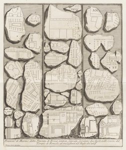Fragmenty mramoru z plánu starověkého Říma od Giovanni Battista Piranesi