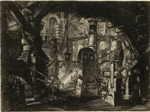 Ze série Imaginární vězení (The Prisons of Invention) od Piranesi, Giovanni Battista (1720-1778). Mědirytina, ca 1761, soukromá sbírka od Giovanni Battista Piranesi