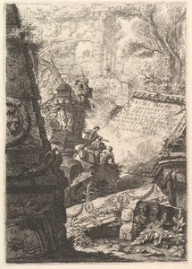 Frontispiece: First Part of Architectures, and Perspectives, Řím, ca. 1750. od Giovanni Battista Piranesi