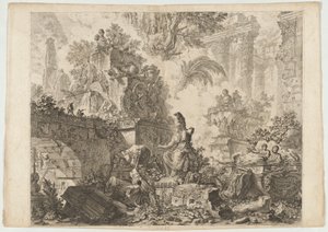 Frontispis se sochou Minervy od Giovanni Battista Piranesi