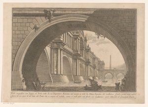 Pohled na most s oblouky a lodžiemi První díl Architektury a perspektivy (název série) Prima parte di architetture e prospettive (název série) od Giovanni Battista Piranesi