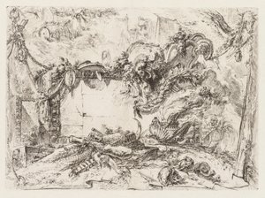 Groteschi: Ruiny s lebkami a kuřáckou vázou od Giovanni Battista Piranesi