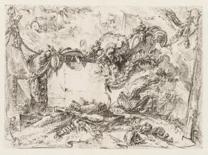 Groteschi: Ruiny s lebkami a kuřáckou vázou, ca. 1745-50. od Giovanni Battista Piranesi