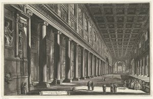 Interieur van de Santa Maria Maggiore te Rome Vnitřní pohled na baziliku S. Maria Maggiore (titul na objektu) Gezichten op Rome (název série) Pohledy na Řím navržený a vyrytý architektem Giambattista Piranesi Ve (nez) iano (název série) od Giovanni Battista Piranesi