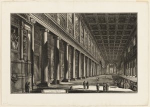 Vnitřní pohled na baziliku S. Maria Maggiore, z Pohledy na Řím od Giovanni Battista Piranesi