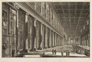 Vnitřní pohled na baziliku S. Maria Maggiore, z Pohledy na Řím od Giovanni Battista Piranesi