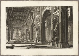 Vnitřní pohled na baziliku svatého Jana v Lateránu, z pohledů na Řím od Giovanni Battista Piranesi
