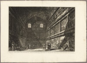 Vnitřní pohled na starověký Bakchův chrám, nyní kostel S. Urbano, dvě míle od Říma, z Views of Rome od Giovanni Battista Piranesi