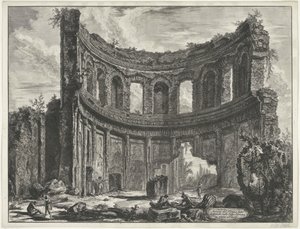 Kleine paleis ve Villa Adriana t a Tivoli Pozůstatky chrámu zvaného Appollo v Hadriánově vile poblíž Tivoli (název na objektu) Gezichten op Rome (název série) Pohledy na Řím navržený a vyrytý architektem Giambattista Piranesi Ve (nez) iano (série od Giovanni Battista Piranesi