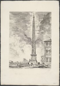 Lateránský obelisk v Římě Egyptský obelisk (název na předmětu) Gezichten op Rome (název série) Pohledy na Řím navržený a vyrytý architektem Giambattista Piranesi Ve (nez) iano (název série) od Giovanni Battista Piranesi