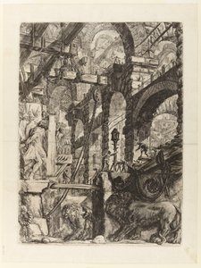 Vězení vynálezů, deska V: Lev Bas-Reliefs od Giovanni Battista Piranesi