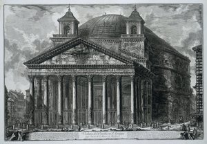 Pantheon v Římě Pohled na Pantheon Agrippa dnes kostel S. Maria ad Martyres (název na objektu) Gezichten op Rome (název série) Pohledy na Řím navržený a vyrytý architektem Giambattista Piranesi Ve (nez) iano (název série) od Giovanni Battista Piranesi