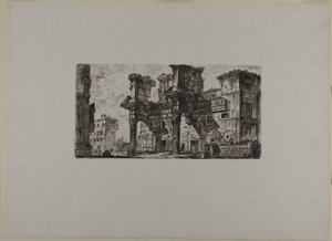 Část Nervova fóra, pátá deska z knihy Některé pohledy na vítězné oblouky a další památky od Giovanni Battista Piranesi
