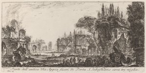 Část starověké Via Appia mimo Porta S. Sebastiano od Giovanni Battista Piranesi