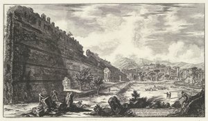 Pecile ve vile Adriana t a Tivoli Pohled na pozůstatky Castro Pretorio ve Villa Adriana v Tivoli (název na objektu) Gezichten op Rome (název série) Pohledy na Řím navrhl a vyryl architekt Giambattista Piranesi Ve (nez) iano (název série od Giovanni Battista Piranesi