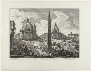 Piazza del Popolo te Rome (název na objektu) Pohled na náměstí Piazza del Popolo (název na objektu) Gezichten op Rome (název série) Pohledy na Řím navržený a vyrytý architektem Giambattista Piranesi Ve (nez) iano (název série) od Giovanni Battista Piranesi