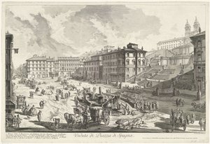 Španělské schody v Římě Pohled na Piazza di Spagna (název na objektu) Gezichten op Rome (název série) Pohledy na Řím navržený a vyrytý architektem Giambattista Piranesi Ve (nez) iano (název série) od Giovanni Battista Piranesi