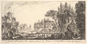 Deska 19: Část starověké Appian Way asi tři míle od Porta S. Sebastiano..., ca. 1748. od Giovanni Battista Piranesi