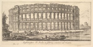 Plate 23: Amfiteátr Pula na Istrii blízko moře Amfiteátr Pula na Istrii vi ..., cca. 1748. od Giovanni Battista Piranesi