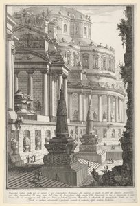 Deska 3: Starověké mauzoleum postavené pro popel římského císaře Mausoleo antico ere..., 1743. od Giovanni Battista Piranesi