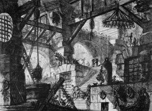 Vězni na vyčnívající plošině od Giovanni Battista Piranesi