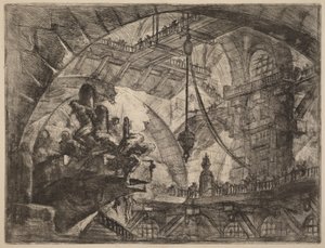 Vězni na vyčnívající plošině od Giovanni Battista Piranesi