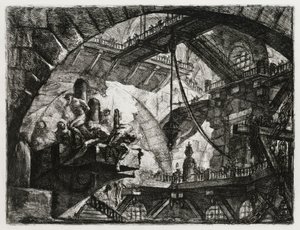 Vězni na vyčnívající plošině od Giovanni Battista Piranesi