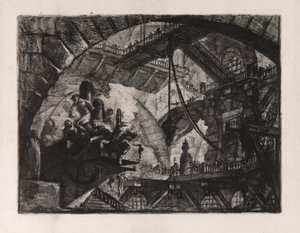 Vězni na vyčnívající platformě, deska 10 od Carceri d od Giovanni Battista Piranesi